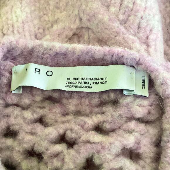 IRO Fordon Oversized Chunky Open Cableknit Lavender Wool Blend Sweater XS - Picture 9 of 11